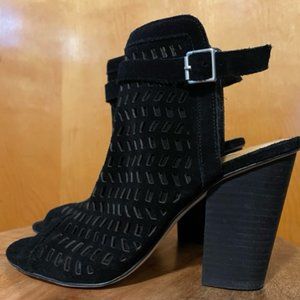 BCBGGeneration Black Suede Cutout Open Toe Sandal